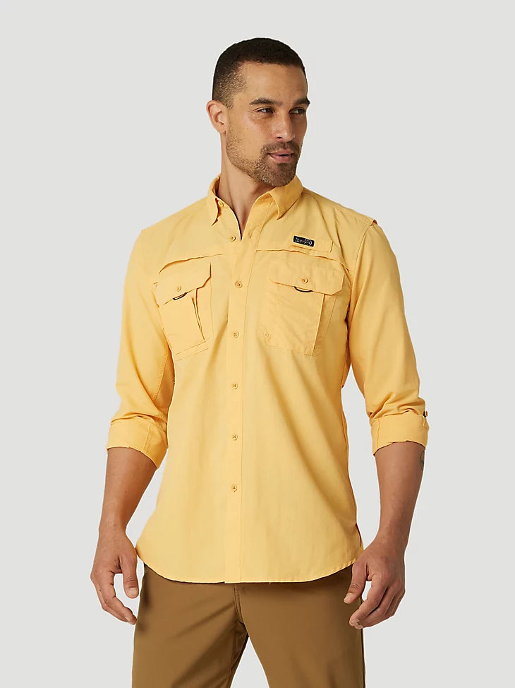ATG by Wrangler Men's Angler Long Sleeve Shirt in Chamois XL