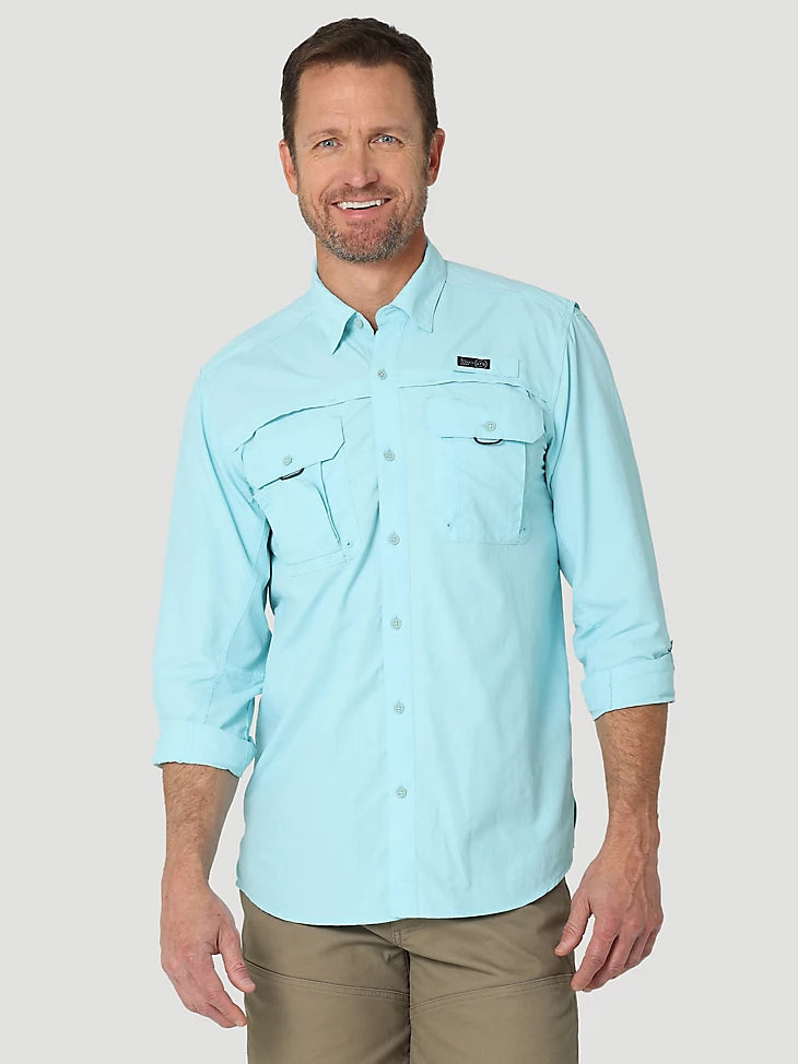 ATG by Wrangler Men's Angler Long Sleeve Shirt in Gulf XXL