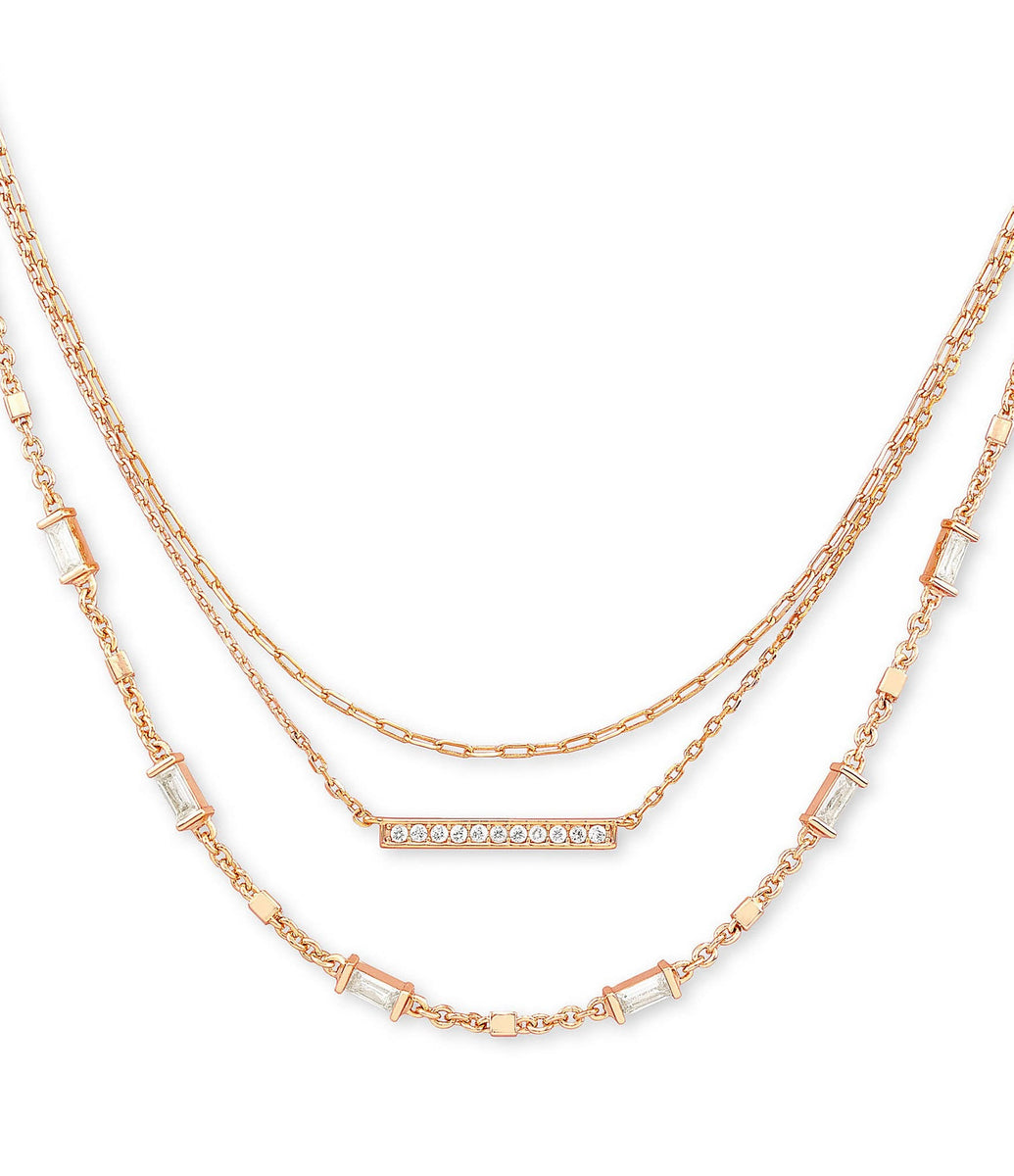 Kendra Scott Addison Triple Strand Necklace Rose Gold – The
