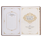 Framed Brown Faux Leather Large Print KJV Study Bible w/tabs