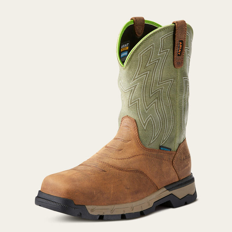 Rebar Flex Western Waterproof Work Boots in Olive Green