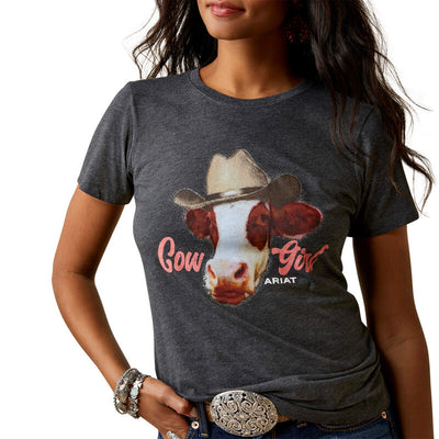 Ariat Cow Girl T-Shirt in Charcoal Heather