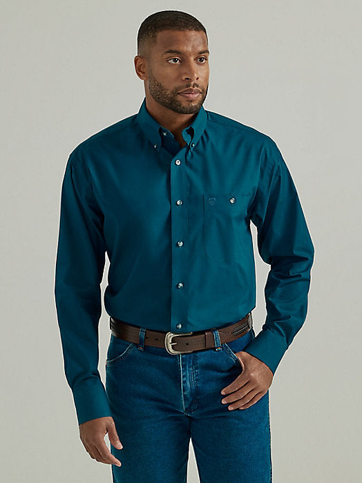 George Straight Solid Shirt in Midnight Teal