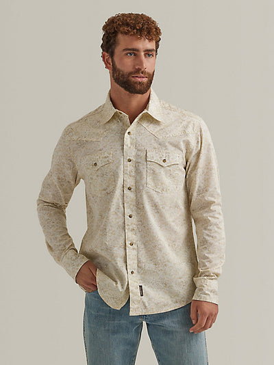 Men's Wrangler Retro Western Snap Shirt in Off White