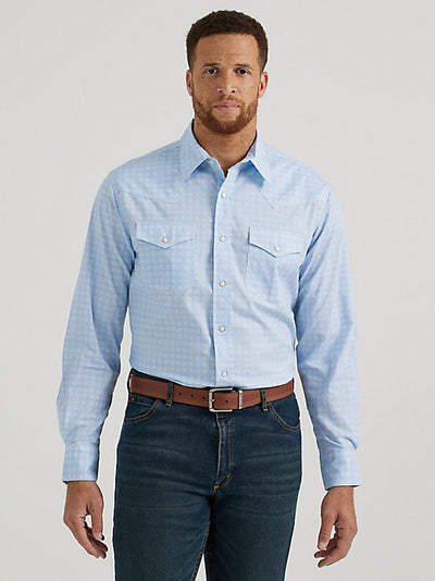 Wrangler Western Snap Shirt in Concentric Blue