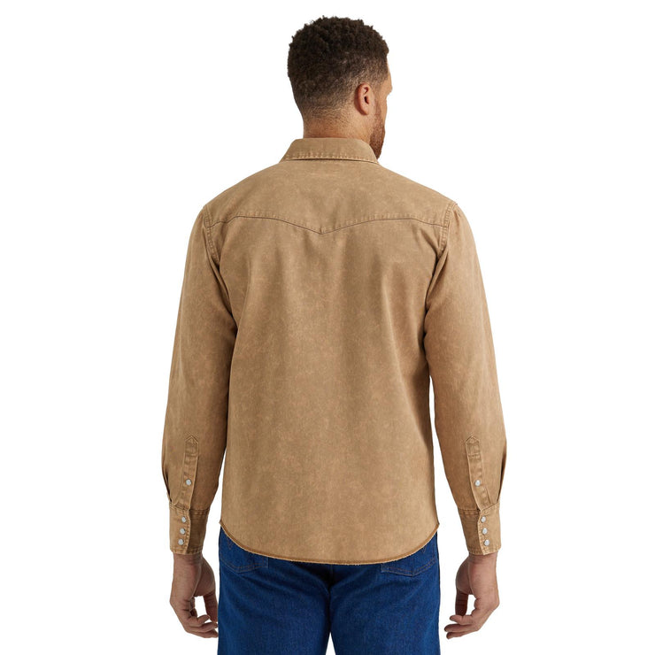 Wrangler Vintage Inspired Twill Work Shirt in Tan