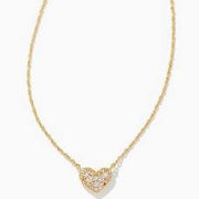 Ari Pave Crystal Heart Necklace in White Crystal