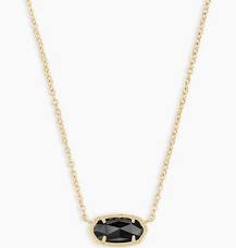 Elisa Gold Pendant Necklace in Black Opaque Glass