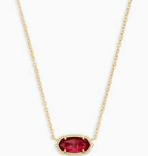 Elisa Gold Pendant Necklace in Berry Glass
