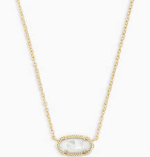 Elisa Gold Pendant Necklace in Ivory Mother-of-Pearl