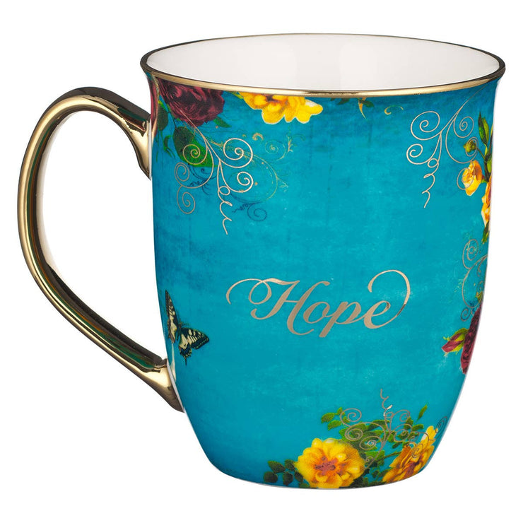 Hope Teal Butterfly Ceramic Coffee Mug