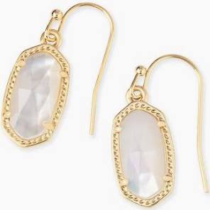 Lee Gold Drop Earrings in Ivory Mother-Of-Pearl