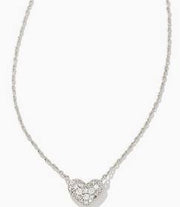 Ari Pave Crystal Heart Necklace in White Crystal
