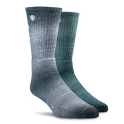 Ariat Socks in Men's Incognito Graphic Crew Work 2 Pair in Grey/Green