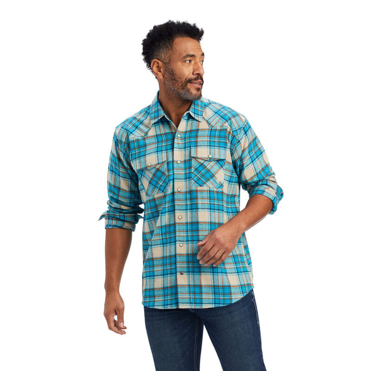 Ariat Men's Handley Retro Snap Long Sleeve Shirt in Sylvan Teal