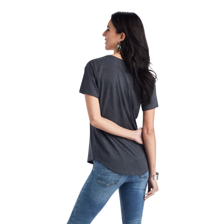 Women's Ariat Cow Gal Tee in Charcoal Heather