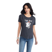 Women's Ariat Cow Gal Tee in Charcoal Heather