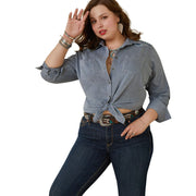 Ariat Women's Real Billie Jean Shirt in Cassidy Embroidered Chambray
