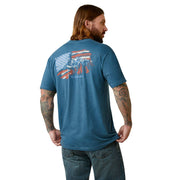Ariat Mountain Flag T-Shirt in Steel Blue Heather