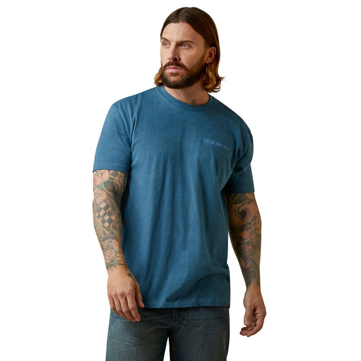 Ariat Mountain Flag T-Shirt in Steel Blue Heather