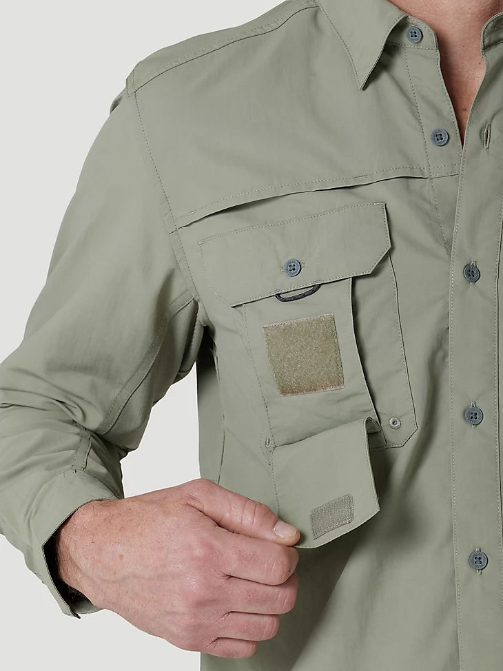 ATG by Wrangler Men's Angler Long Sleeve Shirt in Dried Sage Medium