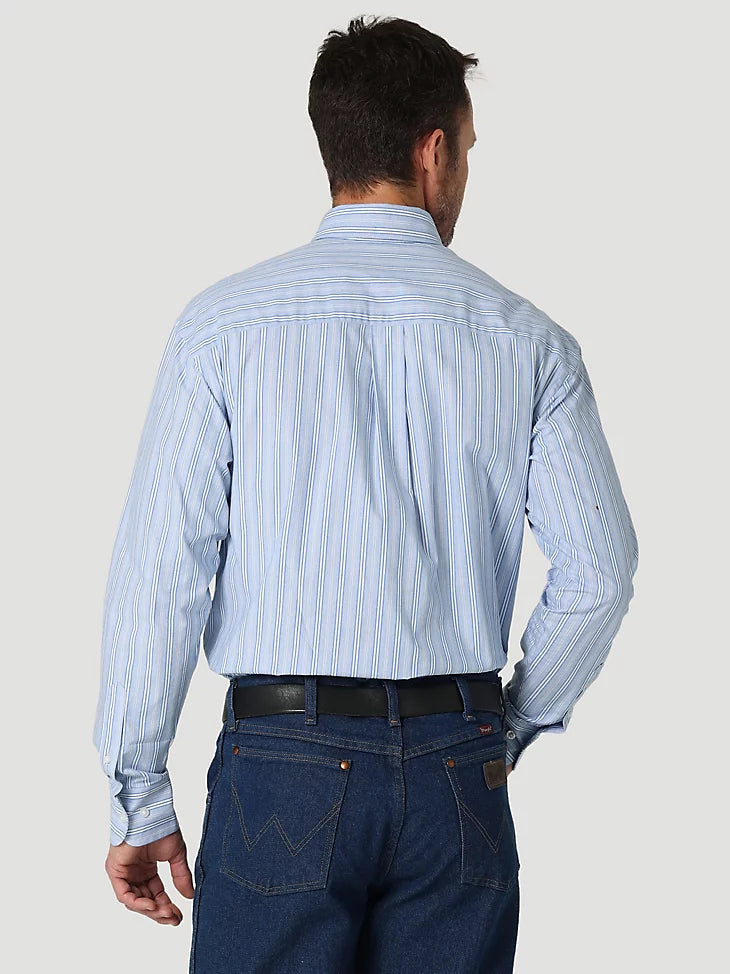 Men's George Strait Long Sleeve Button Down One Pocket Stripe Shirt In Blue Tri