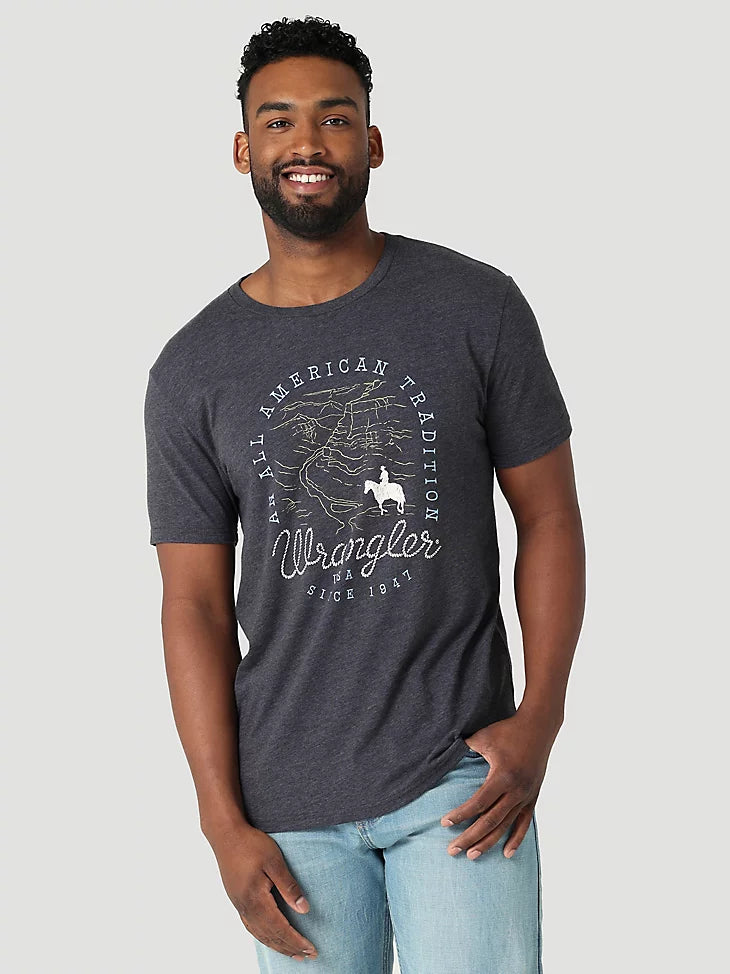 Men's All American Tradition Wrangler T-Shirt in Charcoal Heather