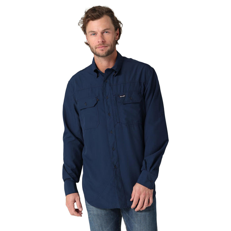 Men's Wrangler Performance Button Front Long Sleeve in Pageant Blue