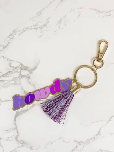 Howdy Tassel Keychain in Purple