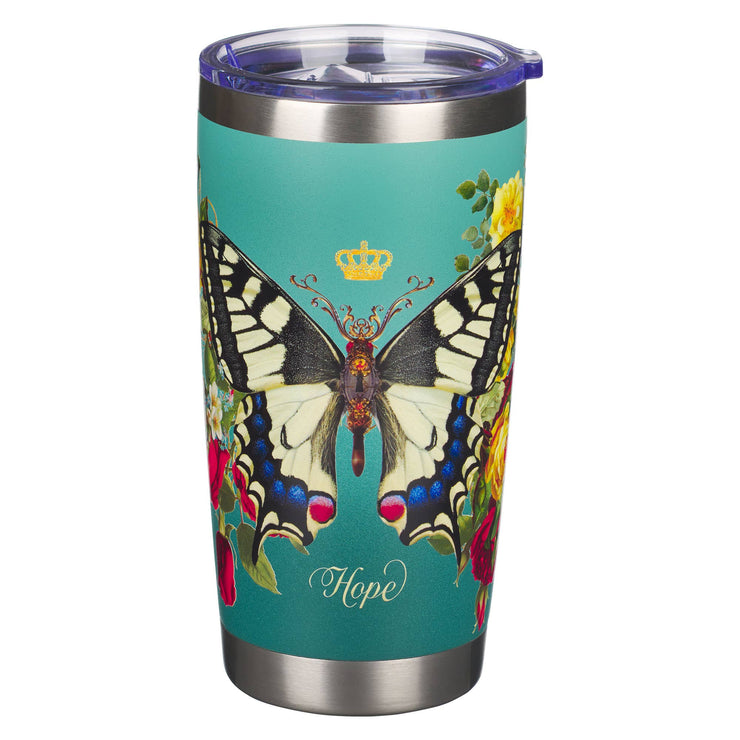 Teal Hope Butterfly Stainless Steel Tumbler