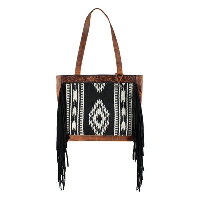 Angel Ranch Tote in Black and White Aztec