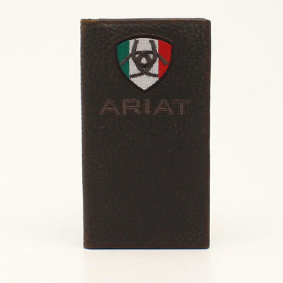 Ariat Wallet in a Rodeo Mexican Flag Logo Brown Rowdy