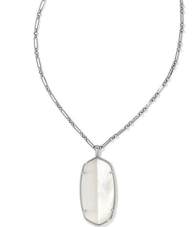 Reid Silver Intarsia Long Pendant Necklace In White Intarsia