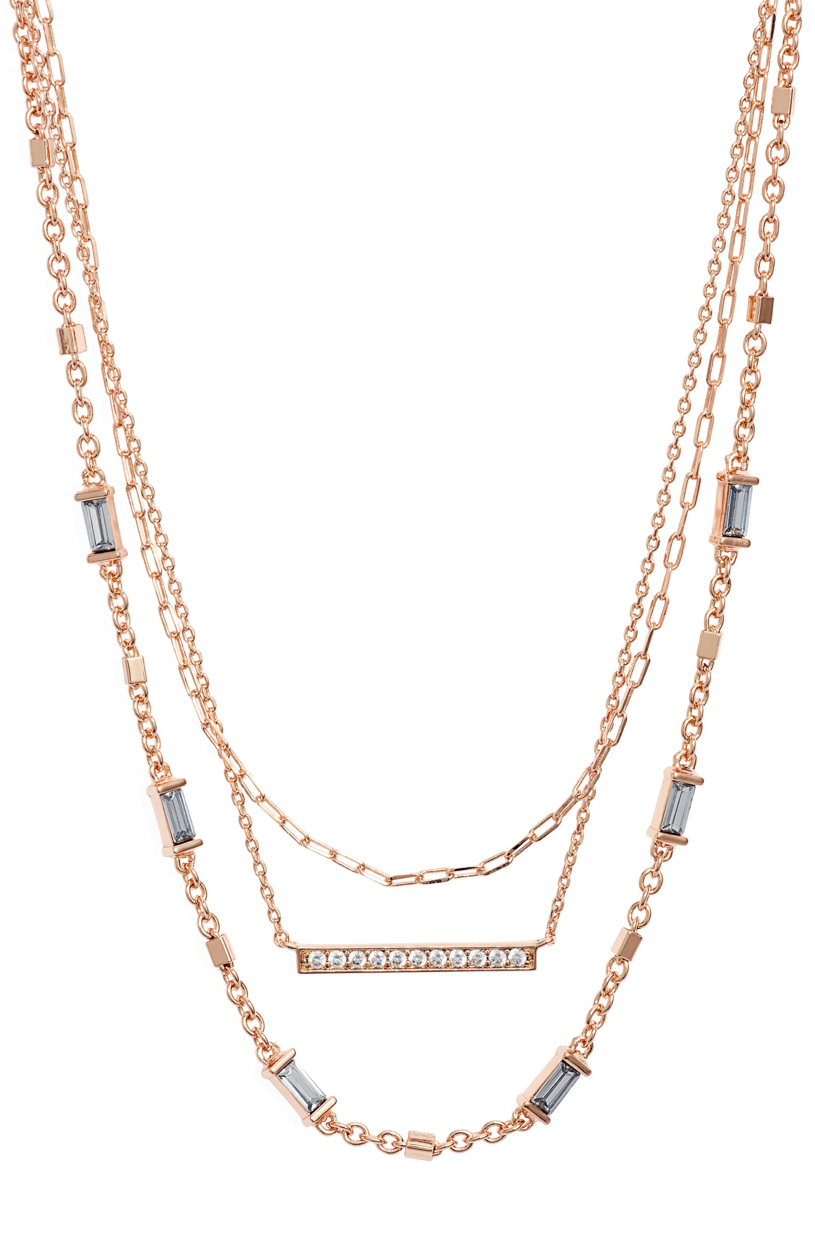 Kendra Scott Addison Triple Strand Necklace Rose Gold – The