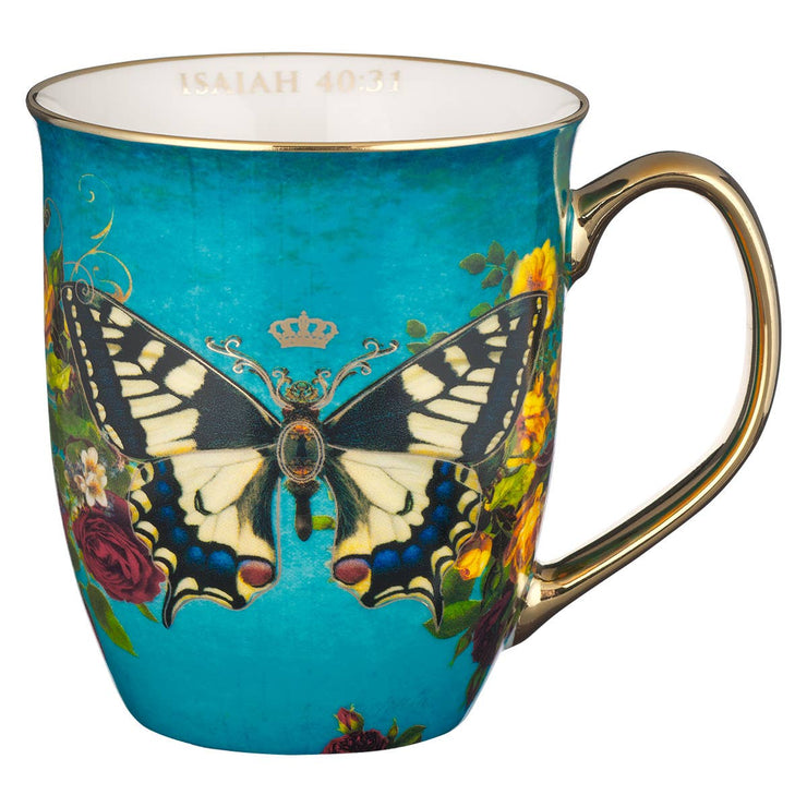 Hope Teal Butterfly Ceramic Coffee Mug
