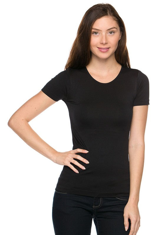 Seamless Basic Round Neck and Short Sleeve Top