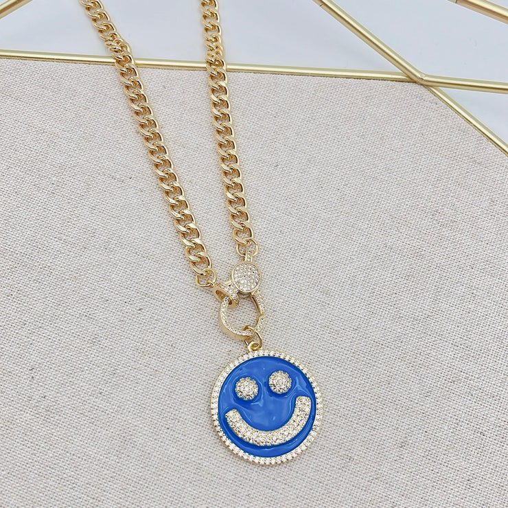 Blue Pave Smile Necklace