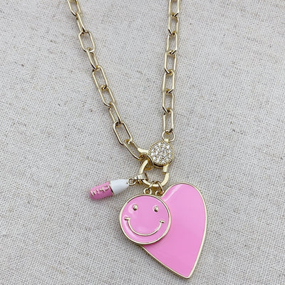 Chill Pill Pink Charm Necklace