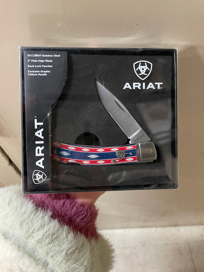 Ariat Folding Knife in Blue Aztec