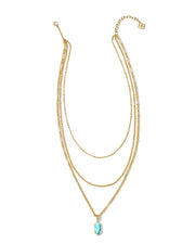 Kendra Scott Elisa Triple Strand Gold Necklace in Light Blue Magnesite