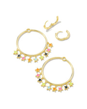 Sloane Gold Star Convertible Open Frame Earrings in Multi Mix