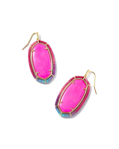 Threaded Elle Gold Drop Earrings in Pink Mix