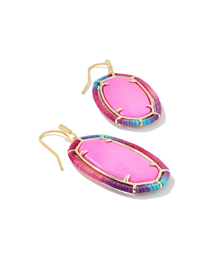 Threaded Elle Gold Drop Earrings in Pink Mix