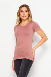Seamless Basic Round Neck and Short Sleeve Top