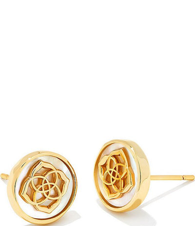 Kendra Scott Stamped Dira Stud Earrings in Gold Ivory MOP