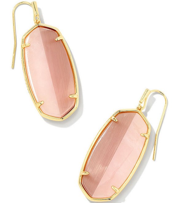 Kendra Scott Elle Gold Intarsia Drop Earrings In Pink Intarsia