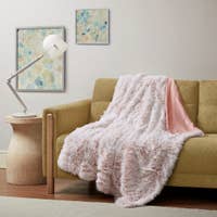 Shaggy Faux Fur Throw Blanket, Pink 50x60