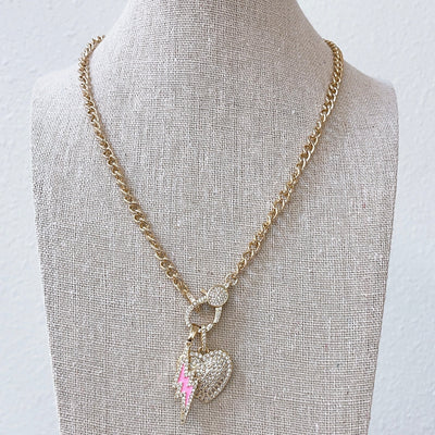 Heart Lightning Pink Necklace