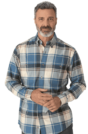 Wrangler Rugged Wear® Blue Ridge Flannel Shirt - Blue/White
