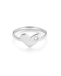 Ari Heart Band Ring Sterling Silver with White Sapphire